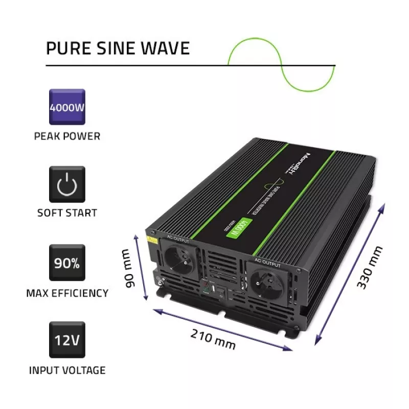 Qoltec Monolith Fonte de alimentação automóvel 4000 W Preto