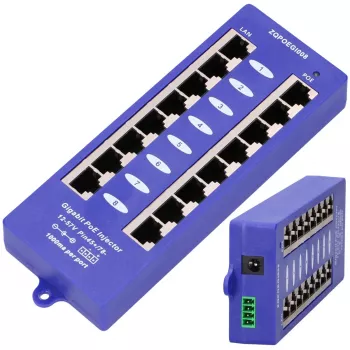 Injetor PoE Extralink Gigabit 8 portas 1000 Mb/s RJ45 modo B