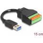 Cabo DeLOCK USB 3.2 Gen 1 Type-A macho para adaptador de barra de terminais 15 cm
