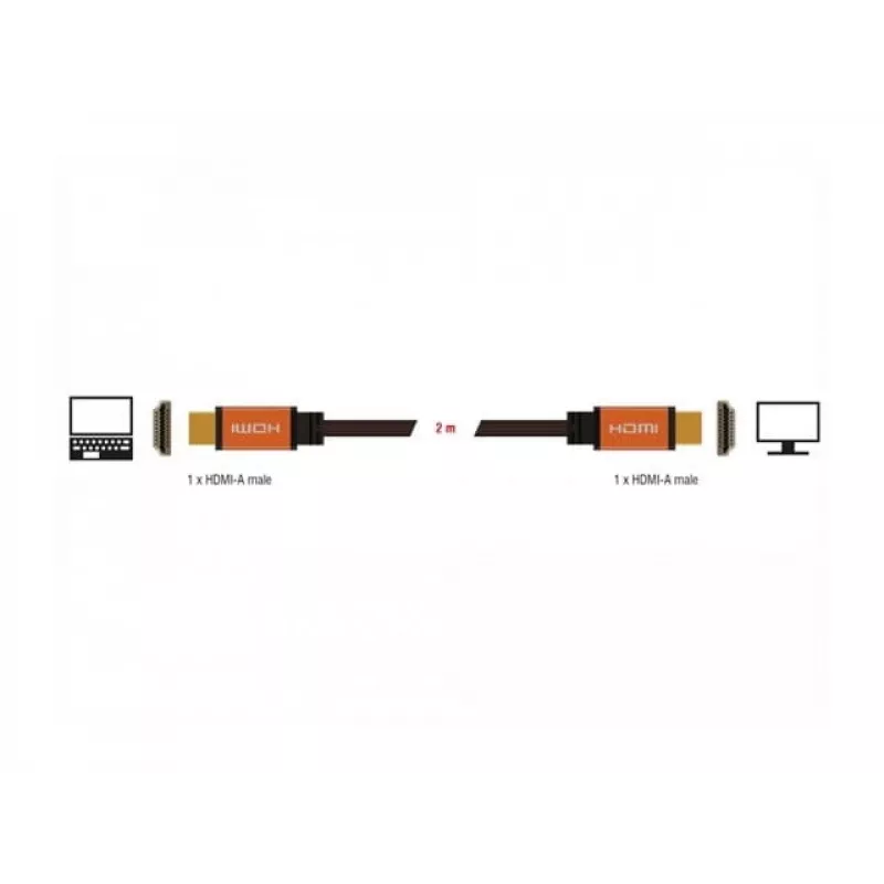 Cabo HDMI DeLOCK 85729 2 m HDMI Type-A Standard preto dourado