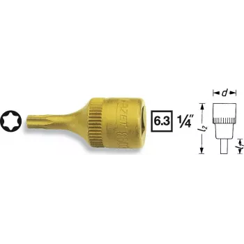 Hazet Chave de fendas de encaixe Torx 6,3 mm (1/4) 8502-T30 comprimento 28 mm (8502-T30)