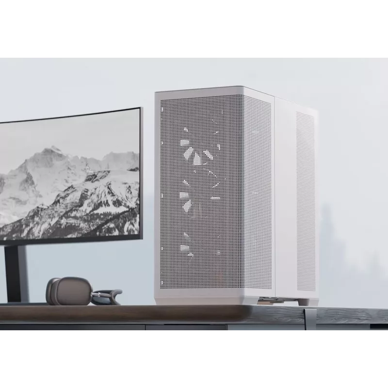 Caixa de PC APNX Midi Tower C1-R-WT-v1 — branca, compatível com ATX/Micro-ATX/Mini-ITX, 3 ventoinhas frontais de 120 mm pré-instaladas, 3 baías de 3,5