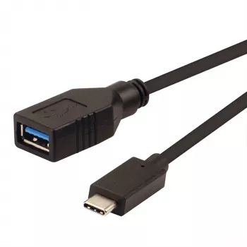 Adaptador de cabo USB ROLINE USB 3.1, USB Type-C - A, Macho/Fêmea, OTG, preto, 0,15 m (11.02.9030)