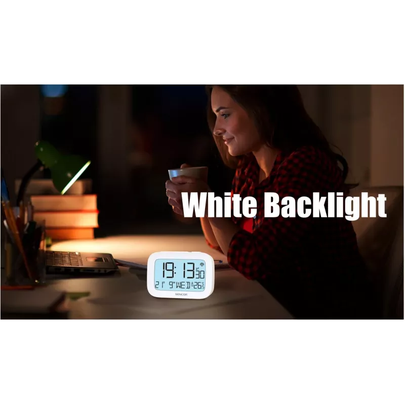 Despertador digital SENCOR SRC 2200 com visor LED e backup por pilha