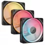 CORSAIR iCUE LINK LX120-R RGB ventoinhas de caixa de 120 mm, pás invertidas, PWM, pack de 3 (3 un.), pretas