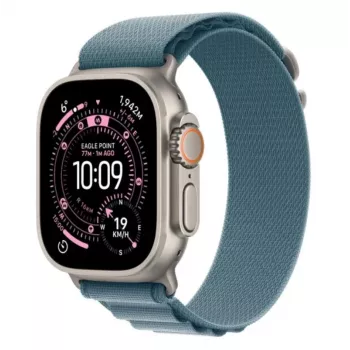 Smartwatch Apple Watch Ultra 3 GPS + Cellular 49 mm caixa Natural Titanium com Light Blue Alpine Loop (Pequeno)
