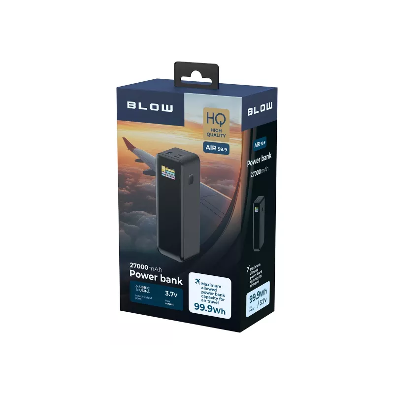 Powerbank BLOW AIR99.9 27000mAh PD 140W LCD — 2× USB-C, 1× USB-A, 27000 mAh, 140 W total