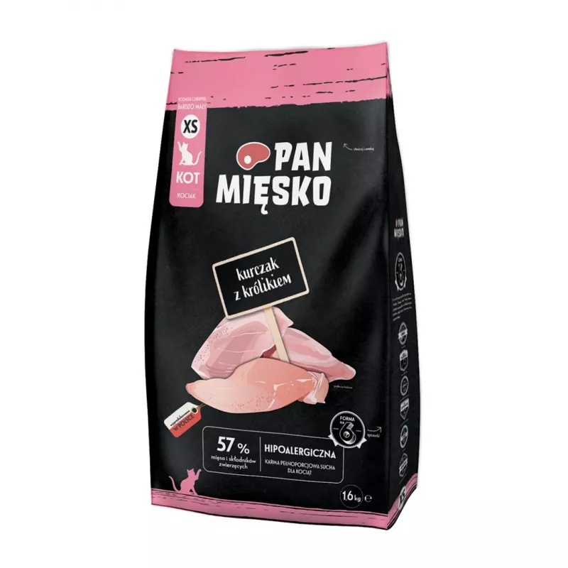 Pan Mięsko ração seca para gatos frango com coelho XS, 1,6 kg