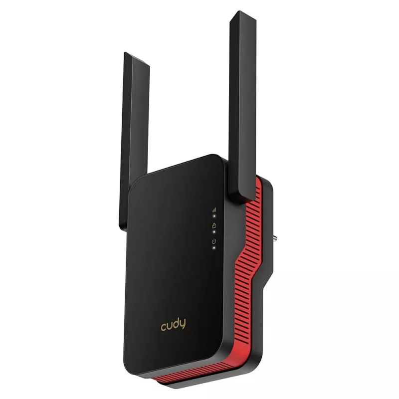 Amplificador de sinal Wi‑Fi Cudy RE3000 2400–5000 MHz, 802.11ax/ac/n/g/b/a, Ethernet 100 Mbps, antena externa, preto/vermelho