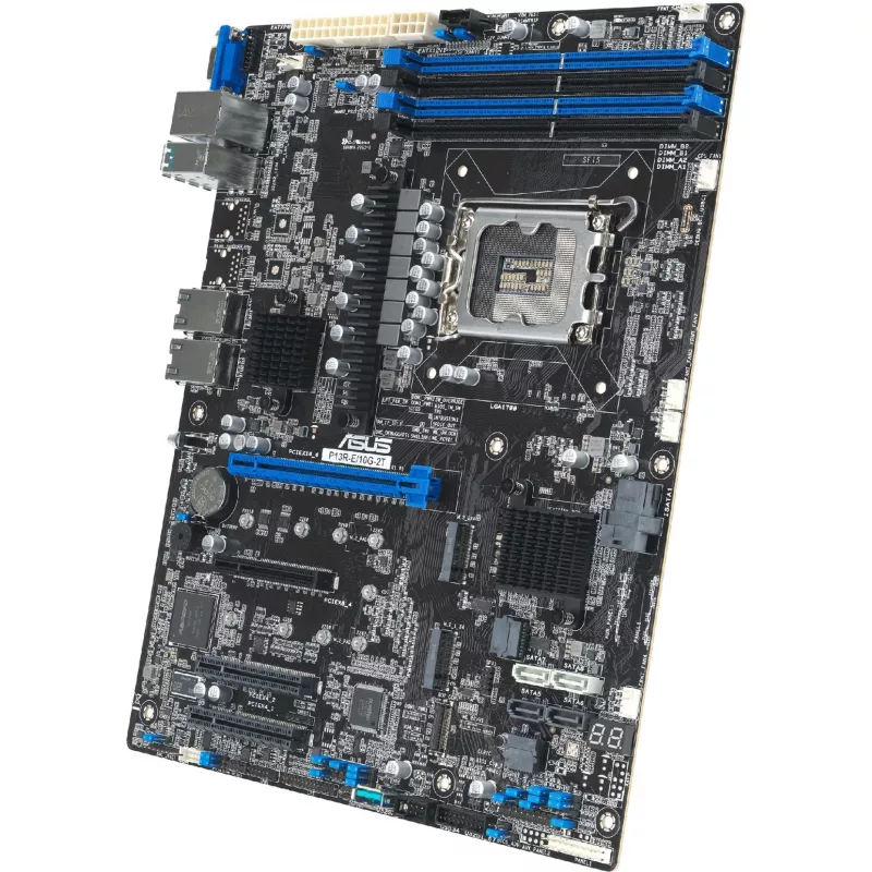 Placa-mãe de servidor ASUS P13R-E/10G-2T LGA 1700 ATX, chipset Intel, DDR5 ECC UDIMM, 4x DIMM, 2x 10Gb RJ-45, 8x SATA III, 2x M.2