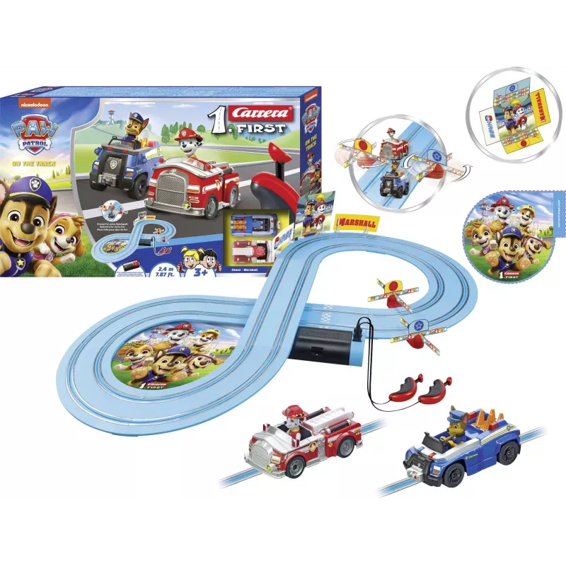 Pistas de brinquedo CARRERA FIRST Paw Patrol On the Track Modelo 20063056 — conjunto de slotcars para crianças