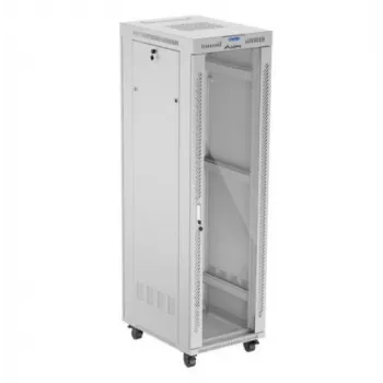 Rack autónomo LANBERG FF01-6842-12SL 42U, 600×800 mm, 2121 mm de altura, capacidade 1200 kg, IP20, cinzento
