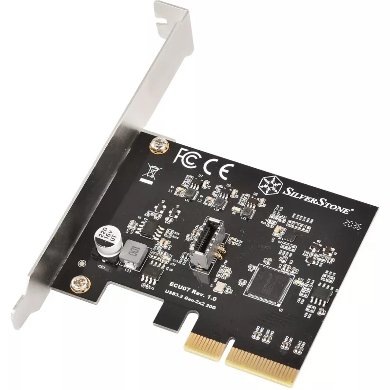 SilverStone SST-ECU07 placa adaptadora PCIe 3.0 x4 USB 3.2 Gen 2x2, 1x USB-C interno, perfil baixo