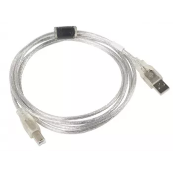 Cabo USB 2.0 LANBERG CA-USBA-12CC-0018-TR, USB A (ficha macho) para USB B (ficha macho), 1,8 m, transparente