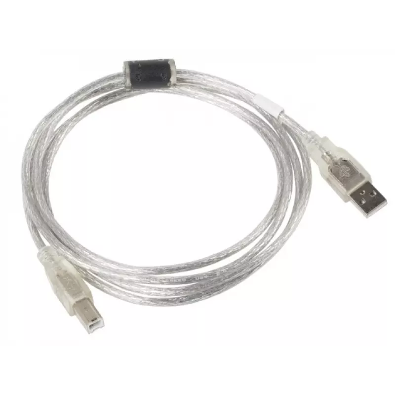 Cabo USB 2.0 LANBERG CA-USBA-12CC-0018-TR, USB A (ficha macho) para USB B (ficha macho), 1,8 m, transparente