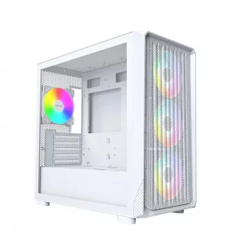 Caixa de PC Montech X5M (W) Micro Tower, branco — Micro-ATX/Mini-ITX, suporta fontes de alimentação ATX, 3 ventoinhas de 120 mm à frente, 1 de 120 mm atrás, 2 baías de 3,5 polegadas, 4 baías de 2,5 polegadas