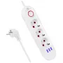 Extensão elétrica MACLEAN MCE394W — 3 tomadas, 3×USB 2,1A, 110–240V AC, 2500W, cabo de 1,5 m, branco