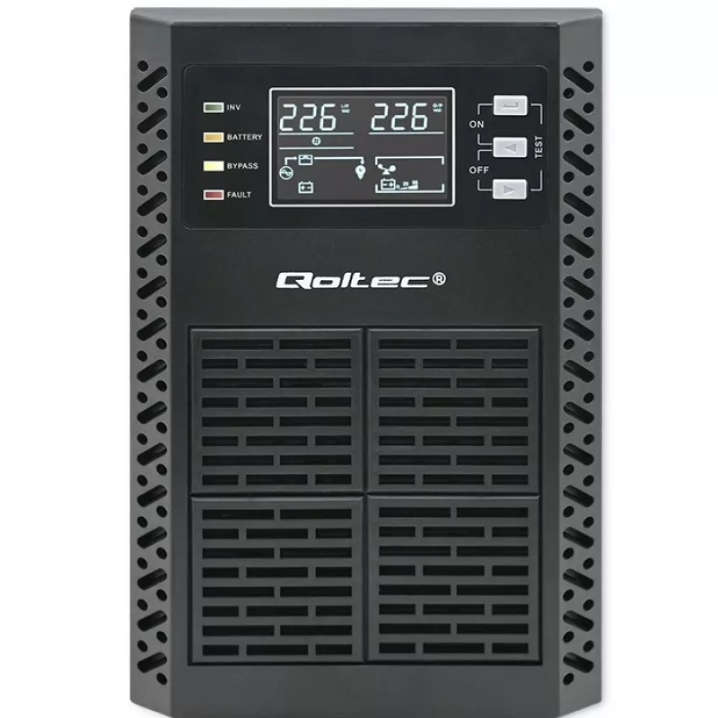 UPS Qoltec fonte de alimentação ininterrupta | 1kVA | 1000W | fator de potência 1,0 | LCD | EPO | USB | Online