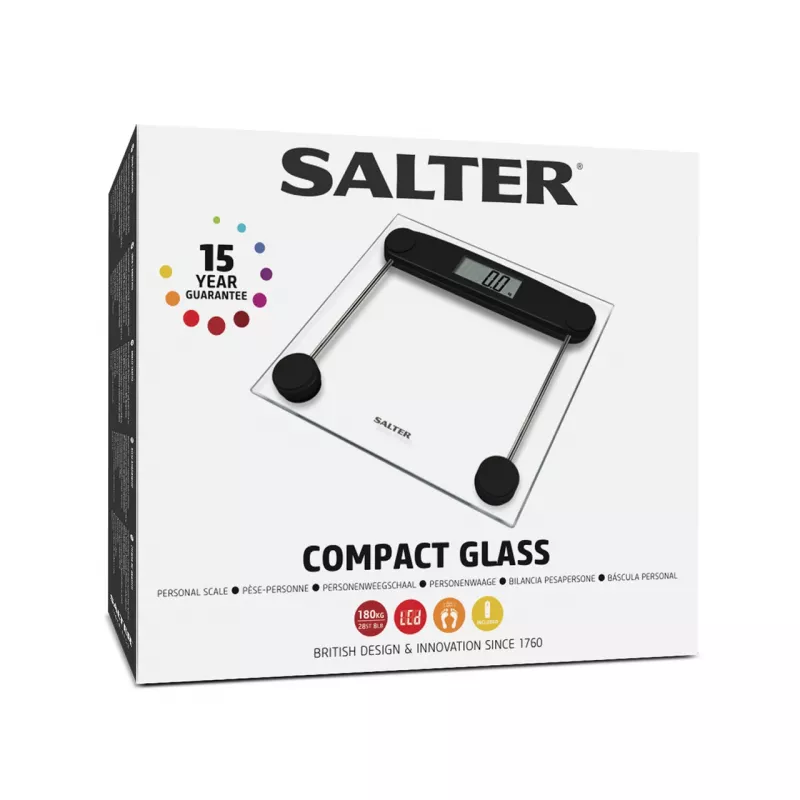 Balança de casa de banho Salter 9208 BK3R balança compacta de vidro eletrónica