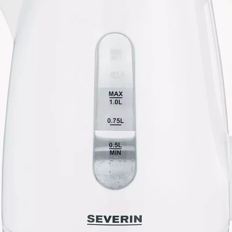 Chaleira elétrica SEVERIN 1 L 2200 W branca — sem fios, base de 360°, resistência oculta