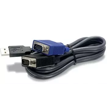 TRENDnet TK CU10 - Cabo de teclado / vídeo / rato (KVM) - USB Type A, 4 pinos, HD-15 (M) - HD-15 (M) - 3,1m - preto (TK-CU10)
