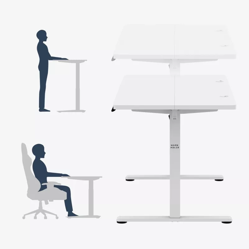Secretária mark adler Leader 7.3 branca — estação de trabalho ergonómica de altura ajustável