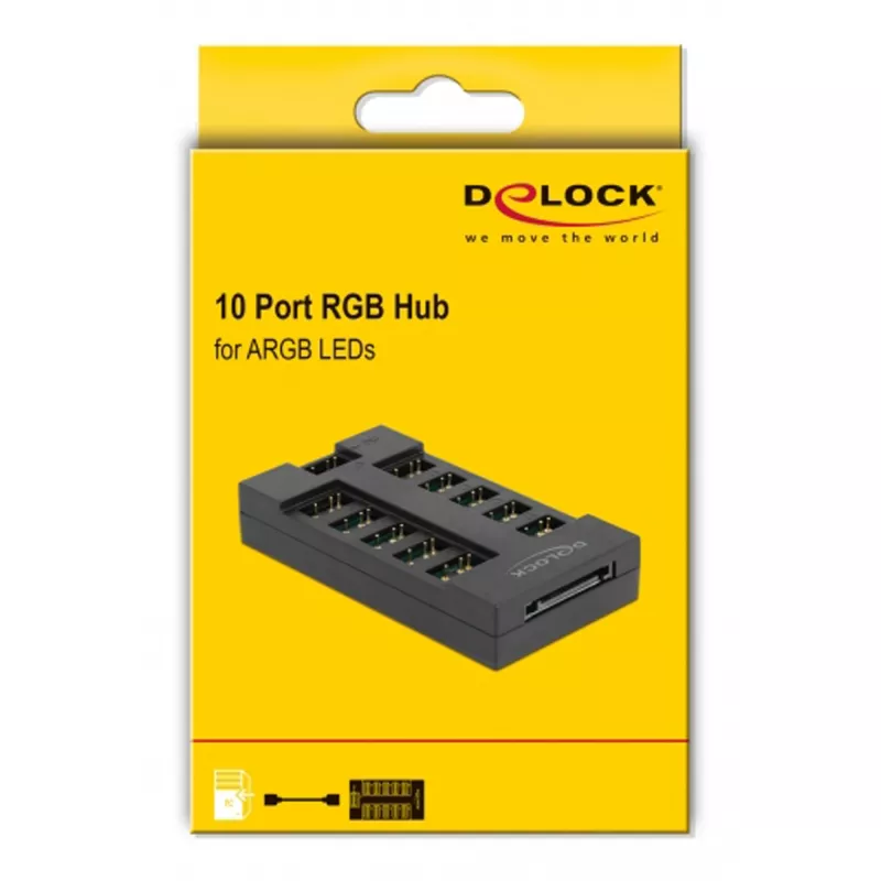 Delock - hub de luz LED RGB - 10 portas - preto (64128)