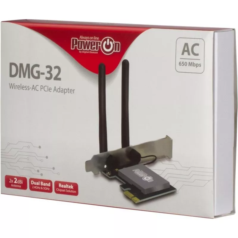 Inter-Tech DMG-32 - Interno - Sem fios - PCI Express - Wi-Fi - 650 Mbit/s - preto - prateado (88888148)