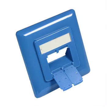 Peça central 50x50 mm incl. moldura de cobertura 80x80 mm para tomadas de rede, azul-céu RAL5015, Good Connections (GC-N0060)