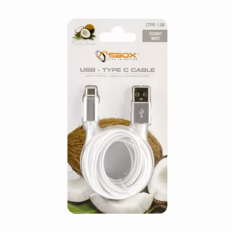 Sbox USB-TYPEC-15W USB->Type-C M/M 1,5 m branco coco