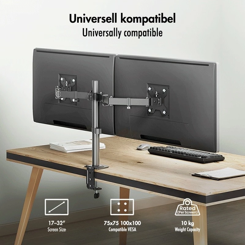 Suporte para dois monitores 17-32, 10 kg por braço