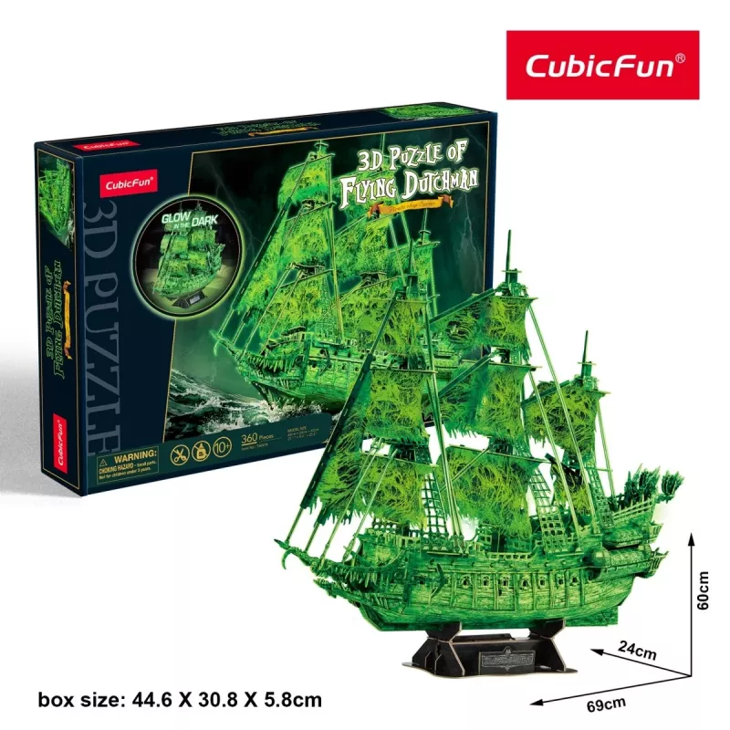 Puzzle 3D modelo Holandês Voador, que brilha no escuro, cubicfun 306-T4041H