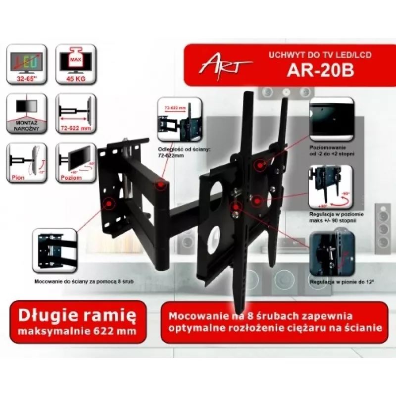 Suporte LCD AR-20B 32-55 polegadas 45kg H/V