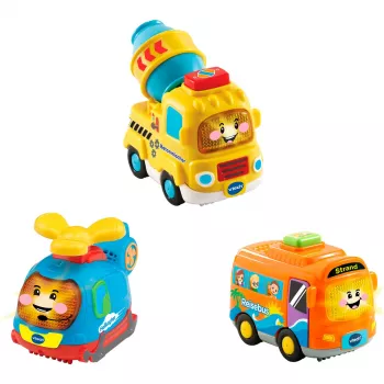 Conjunto de veículos de brincar VTech Tut Tut Baby Flitzer — 3 unid.: autocarro, helicóptero, betoneira