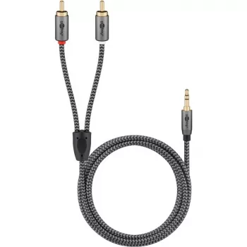 Goobay 65284. Ligação 1: 3,5 mm, conector 1 sexo: macho, ligação 2: 2 x RCA, conector 2 sexo: macho, material do cabo: cobre