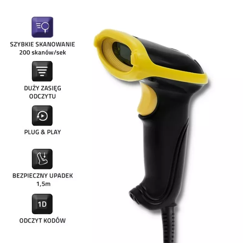 Leitor de códigos de barras de mão Qoltec 50860
