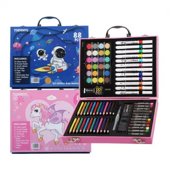 Conjunto de pintura artística Extralink Blue Astronaut — 88 peças (tintas, pincéis, acessórios)
