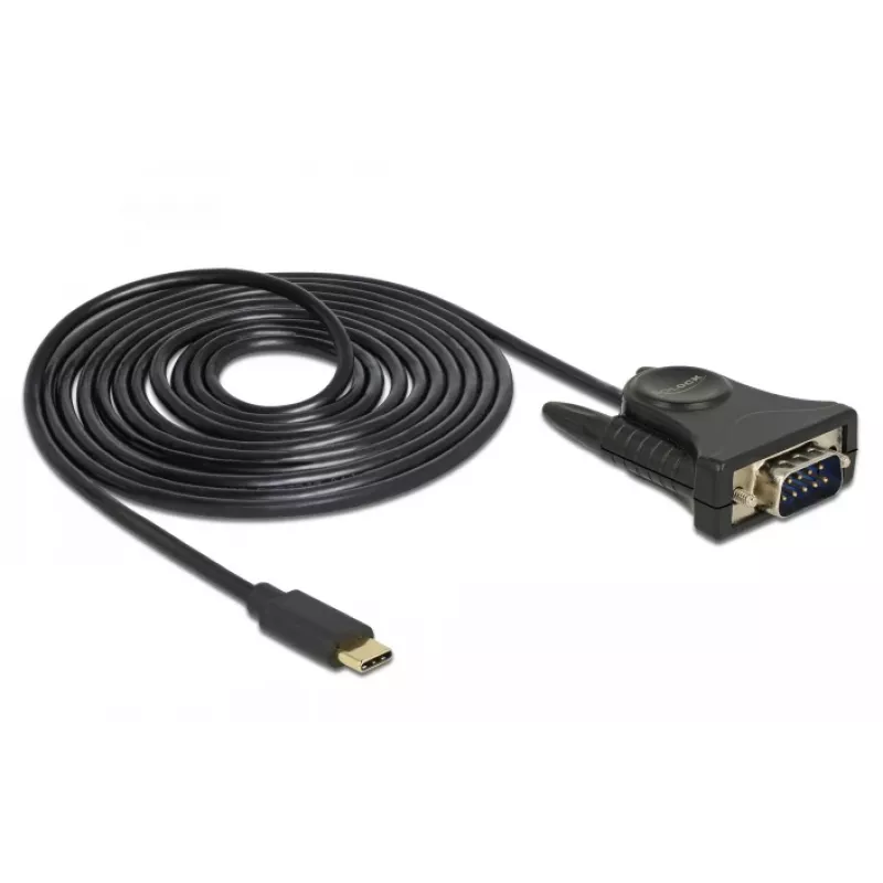 Delock 62964 Adaptador de USB-C para série DB9 RS-232, 1,8 m, preto