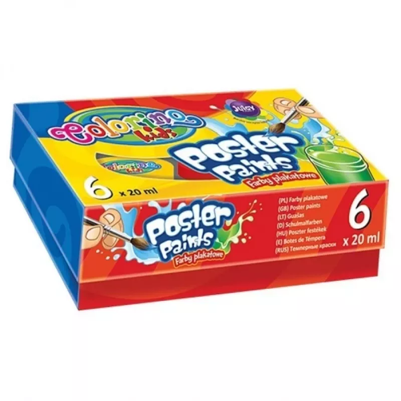 Tintas de cartaz Colorino Kids 6 cores 20 ml