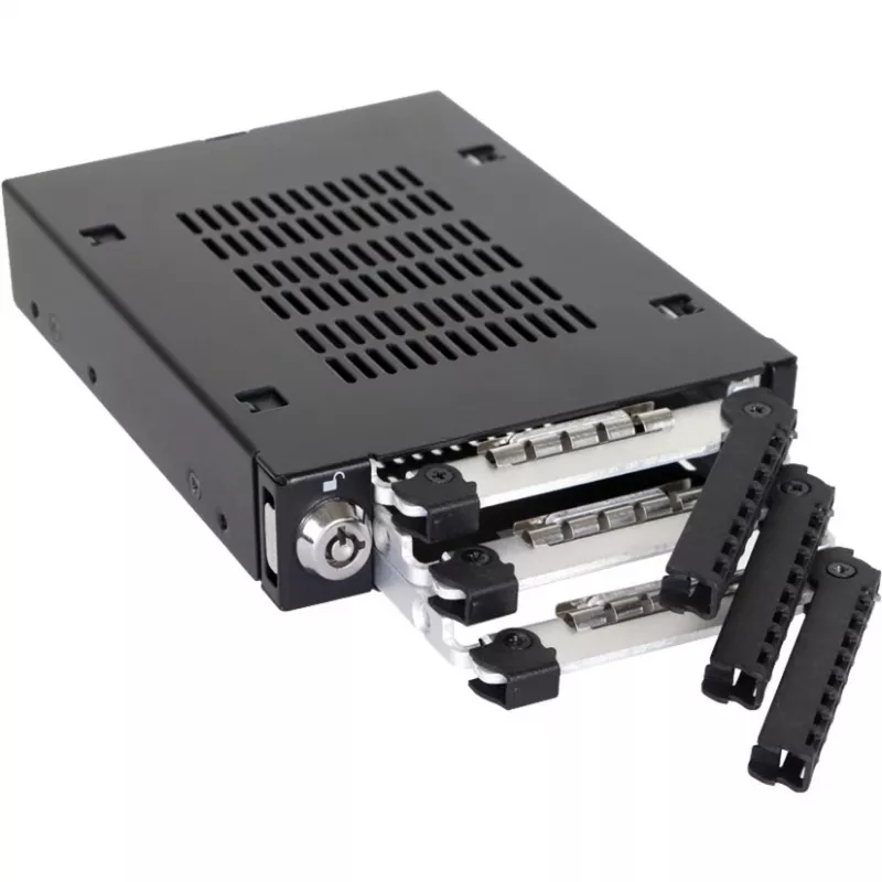 ICY DOCK - ToughArmor - MB993SK-B - 3x 2,5 SATA HDD e SSD em 1x baía de 3.5, moldura de troca rápida em metal maciço com fechadura de segurança