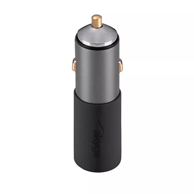 Carregador de automóvel GaN Akyga AK-CH-26 12/24 V, 100 W, USB-C PD 3.0 + USB-A QC 3.0, cinzento