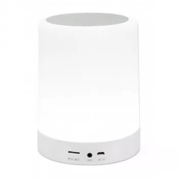 Altifalante Bluetooth Manhattan Sound Science, 5 horas de reprodução, alcance 10 m, leitor de cartões microSD (32 GB), ligação Aux 3,5 mm, saída 3 W, cabo de carregamento USB-A incluído, bateria 1200 mAh, Bluetooth v5, gancho integrado, branco, 3 anos de garantia
