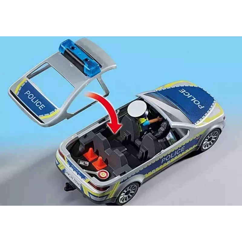Carro de polícia Playmobil com sirene e luz intermitente, multicolorido, plástico, 3+
