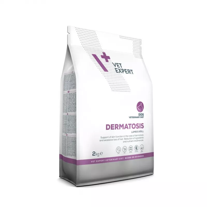 VETEXPERT Veterinary Diet Dermatosis Dog Lamb & Krill ração seca para cães, 2 kg