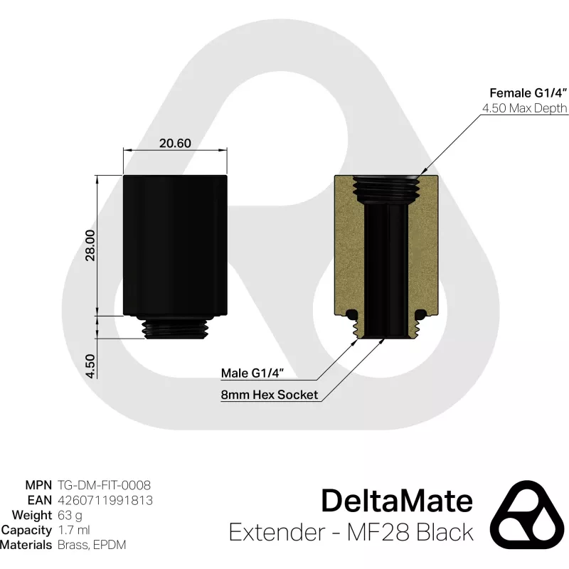 Extensor Thermal Grizzly DeltaMate - MF28 preto (TG-DM-FIT-0008)