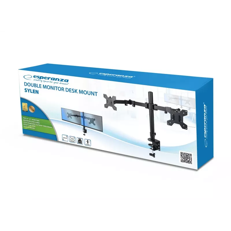 Esperanza ERW018 suporte de secretária para dois monitores 10-27'' até 8 kg