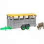 Reboque de gado com 1 acessório modelo de vaca, BRUDER, escala 1:16, plástico, verde/cinzento