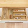 Organizador de gaveta de talheres GreenBlue GB379, bandeja em bambu com compartimentos, superfície natural