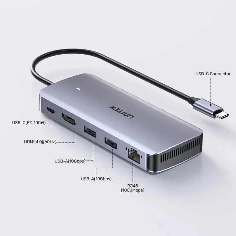 Hub ativo UNITEK USB-C 10GBPS, M.2, HDMI, PD 100W
