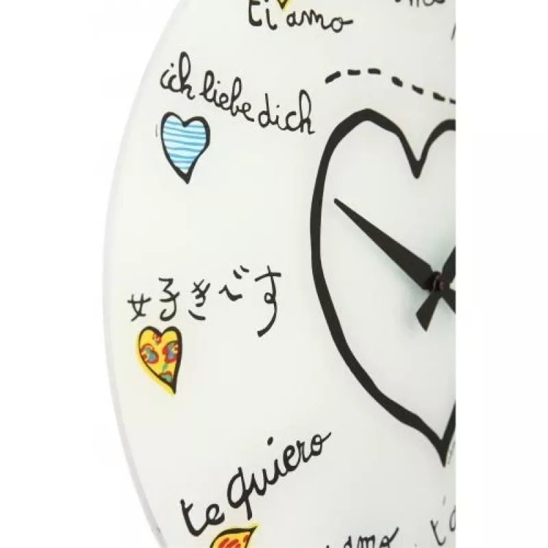 Relógio de parede NeXtime 8030 Loving You, Ø43 cm, branco/multicolor